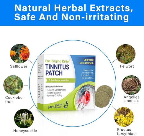 Topicy Tinnitus Relief for Ringing Ears, (50Pcs) Tinnitus Relief Patches, Natural Herbal Blend, Support Ear Tinnitus Relief for Men & Women, Blue in Kuwait
