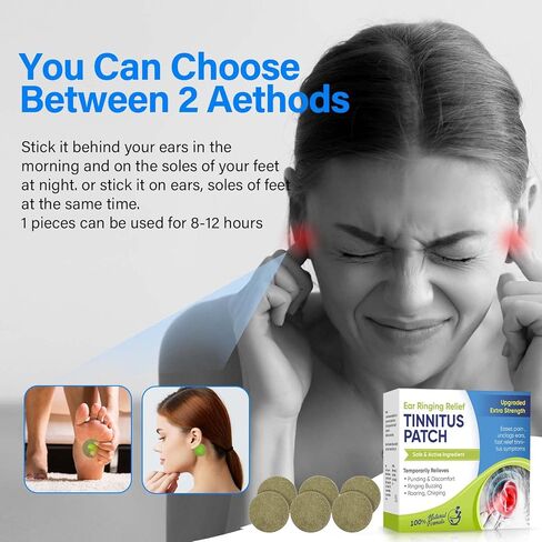 Topicy Tinnitus Relief for Ringing Ears, (50Pcs) Tinnitus Relief Patches, Natural Herbal Blend, Support Ear Tinnitus Relief for Men & Women, Blue in Kuwait