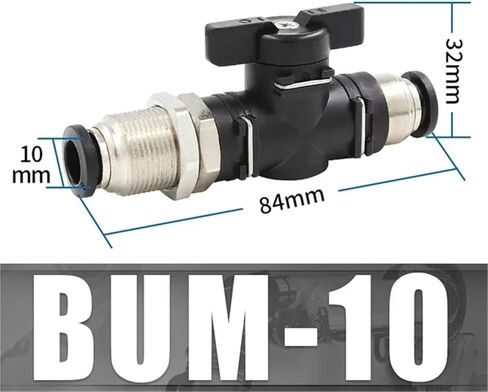 Pneumatic Manual Valve BUC BUL BUM Black Quick Coupling Steering Switch Ball Air Hose 4 6 8 10 12mm Straight Elbow 1Pcs(BUM10mm) in Saudi Arabia