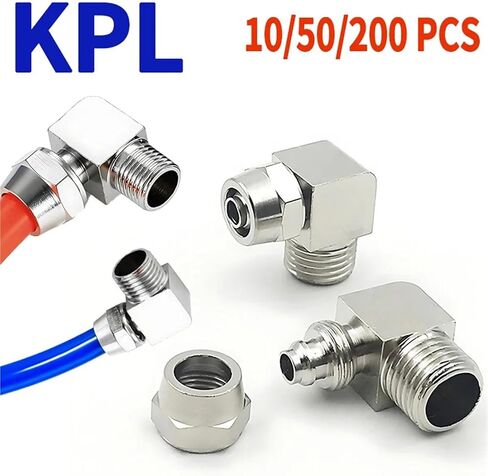 10Pcs PL Quick Fastening Brass Elbow Connector For Pneumatic 1/8 1/4 3/8 1/2 Inch Air Hose Accessory 4 6 8 10 12MM(KPL6-01) in Saudi Arabia