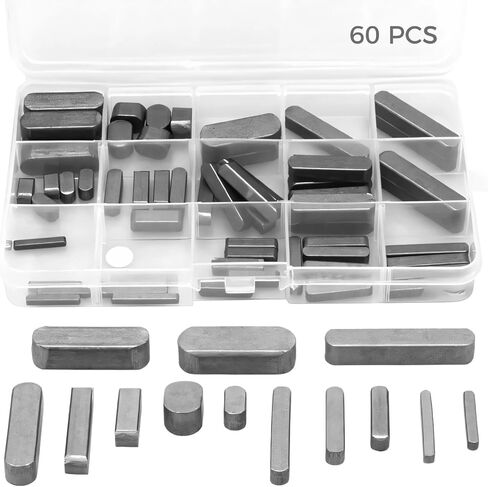 Key Set, Square Key Stock Assortment, Drive Shaft Parallel Keys, with Storage Box, 60 Pcs Machine, Carbon Steel, Shaft Keyway Woodruff Keys for Industrial Equipment in Saudi Arabia