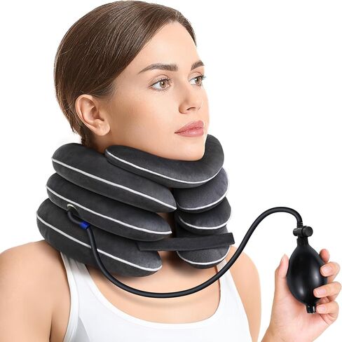 AUVON Inflatable Neck Stretcher for Cervical Traction, Cervical Stretcher with 3-Layer Design in Varying Sizes for Instant Relief, Neck Brace Pillow for Neck Support, Decompression Home Use, L Size in Saudi Arabia
