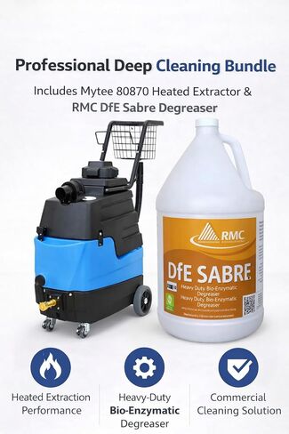 جهاز استخراج السجاد الساخن Mytee 8070 مع مزيل الشحوم الإنزيمي الحيوي RMC DfE Sabre (1 جالون) - حزمة احترافية للتنظيف العميق وإزالة الشحوم in Saudi Arabia