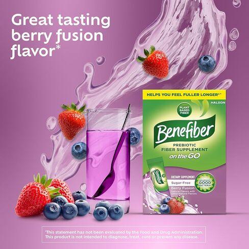 Benefiber GLP-1 Friendly Fiber Supplement, Berry Fusion, On the Go Stick Packs, 24 Count in Kuwait