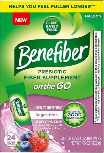 Benefiber GLP-1 Friendly Fiber Supplement, Berry Fusion, On the Go Stick Packs, 24 Count in Kuwait