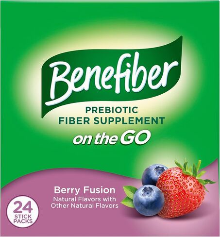Benefiber GLP-1 Friendly Fiber Supplement, Berry Fusion, On the Go Stick Packs, 24 Count in Kuwait
