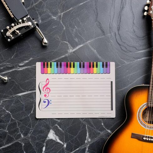 Toyvian Dry Erase Music Notation Whiteboard 11.67x8.25in with Lines for Music Teaching and Practice, Erasable Desktop Notation Board for Students and Classroom Learning Tools, Includes in Saudi Arabia