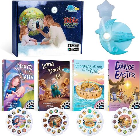 Moonlite Bible Stories for Kids Collection (4 Pack), Dance of Easter, Lions Don't Lie, Mary's Little Lamb, Conversations on The Ark, Reels for Book Projector, Kids Learning Gifts in Kuwait