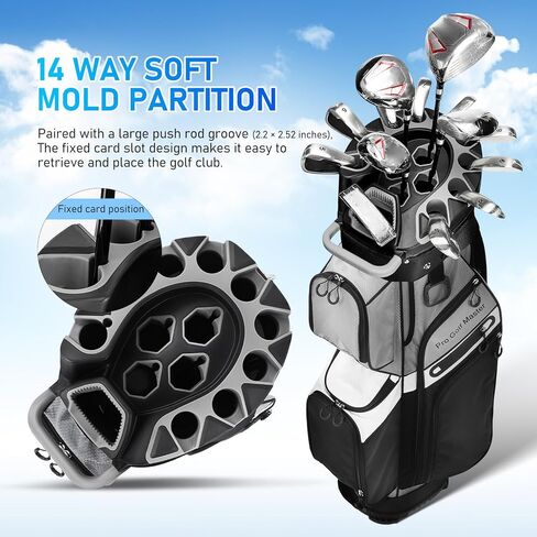 Golf Bag for Men and Women, Golf Cart Bag with 14 Way Organizer Top Divider Multiple 11 Pockets Large Capacity, Premium Cart Pack with Dual Handles and Rain Cover for Club Protection in Saudi Arabia
