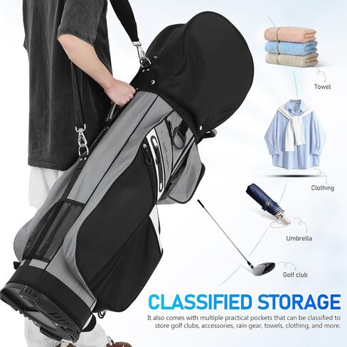 Golf Bag for Men and Women, Golf Cart Bag with 14 Way Organizer Top Divider Multiple 11 Pockets Large Capacity, Premium Cart Pack with Dual Handles and Rain Cover for Club Protection in Saudi Arabia