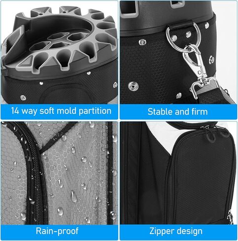 Golf Bag for Men and Women, Golf Cart Bag with 14 Way Organizer Top Divider Multiple 11 Pockets Large Capacity, Premium Cart Pack with Dual Handles and Rain Cover for Club Protection in Saudi Arabia