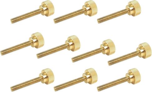 10 Pack 1/4-20 x 1-1/2 Inch Threads Solid Brass Diamond Knurled Thumb Screws Knobs with Straight Shoulders Right-Hand Threads SAE Flat Tip Uncoated (1/4-20 x 1-1/2 inch Long Threads) in Saudi Arabia