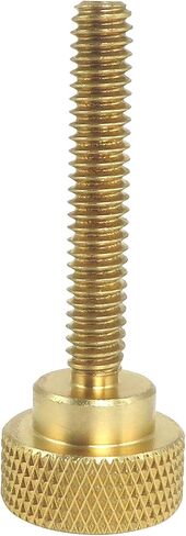 10 Pack 1/4-20 x 1-1/2 Inch Threads Solid Brass Diamond Knurled Thumb Screws Knobs with Straight Shoulders Right-Hand Threads SAE Flat Tip Uncoated (1/4-20 x 1-1/2 inch Long Threads) in Saudi Arabia