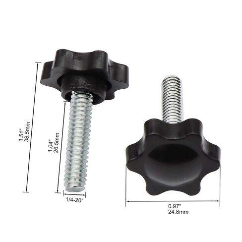 Aiwaiufu 1/4"-20 x 1 صواميل إبهام مخرشة، براغي تثبيت بمقابض سوداء، برغي مقبض المقبض 10 قطع in Kuwait