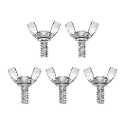 uxcell 5Pcs 1/4-20" x 1/2" Wing Butterfly Screw Bolts, 304 Stainless Steel Machine Fastener, Thumb Hand Screws for Electronic Equipment, Silver Tone in Saudi Arabia