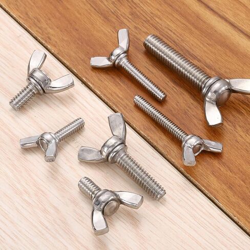 uxcell 5Pcs 1/4-20" x 1/2" Wing Butterfly Screw Bolts, 304 Stainless Steel Machine Fastener, Thumb Hand Screws for Electronic Equipment, Silver Tone in Saudi Arabia