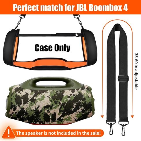 حافظة متوافقة مع JBL Boombox 4 مع حزام كتف لمكبر صوت بلوتوث، وأشرطة حمل غير قابلة للانزلاق لمكبر الصوت المحمول بمقبض، وأشرطة قابلة للتعديل مع مشابك - أسود in Saudi Arabia
