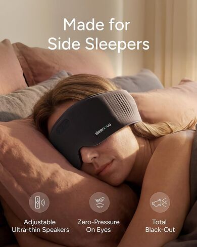 Sleenova Sleep Eye Mask with Bluetooth Headphones - Side Sleeper Optimized with Integrated Offline Audio for Phone-Free Use - 3 Modes for Rest, Nap & Travel in Saudi Arabia