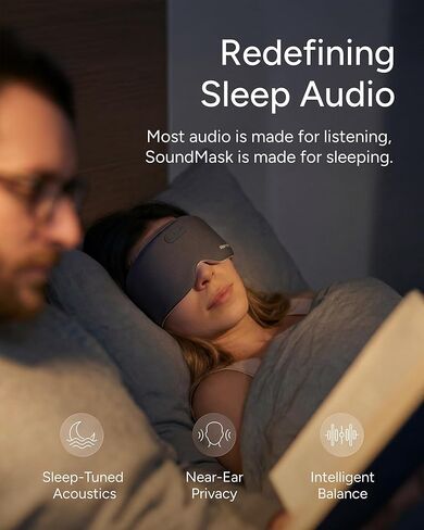 Sleenova Sleep Eye Mask with Bluetooth Headphones - Side Sleeper Optimized with Integrated Offline Audio for Phone-Free Use - 3 Modes for Rest, Nap & Travel in Saudi Arabia