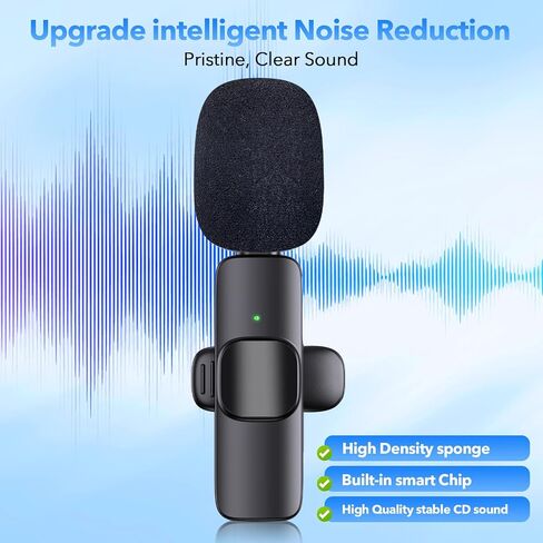 ميكروفون لاسلكي احترافي 3 في 1 لهواتف iPhone، وAndroid، والكاميرا، وميكروفون على شكل طية صدر السترة مع تقليل الضوضاء، وميكروفون صغير بجودة صوت واضحة للغاية للتسجيل، والبث المباشر، وTiktok، وYouTube، وVlog in Kuwait