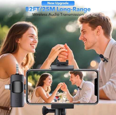 ميكروفون لاسلكي احترافي 3 في 1 لهواتف iPhone، وAndroid، والكاميرا، وميكروفون على شكل طية صدر السترة مع تقليل الضوضاء، وميكروفون صغير بجودة صوت واضحة للغاية للتسجيل، والبث المباشر، وTiktok، وYouTube، وVlog in Kuwait