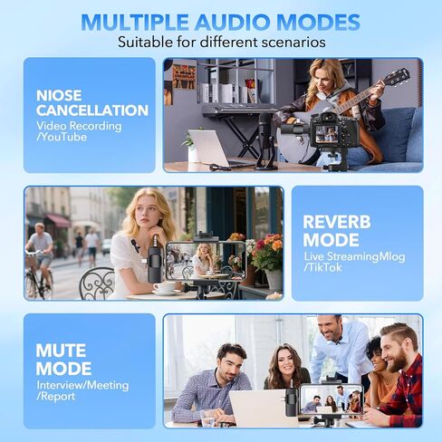 ميكروفون لاسلكي احترافي 3 في 1 لهواتف iPhone، وAndroid، والكاميرا، وميكروفون على شكل طية صدر السترة مع تقليل الضوضاء، وميكروفون صغير بجودة صوت واضحة للغاية للتسجيل، والبث المباشر، وTiktok، وYouTube، وVlog in Kuwait