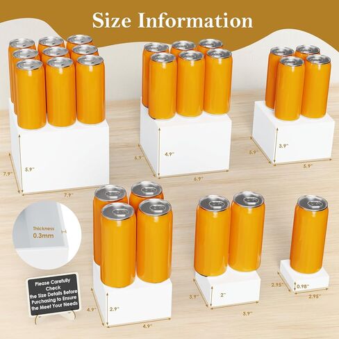Navatiee 6PCS White Buffet Risers, Food Risers for Buffet Table, Acrylic Nesting Display Stands (3"-8"), with 6 Mini Signs & 2 Markers for Party Catering, Desserts & Jewelry in Saudi Arabia