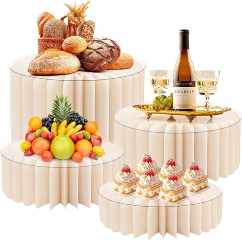 4 Pack Buffet Risers Foldable High Load-Bearing Food Display Risers for Buffet Table, Cylinder Cake & Dessert Stands for Weddings Party Catering Home Cupcake Stand Display with Clear Acrylic Tops in Kuwait