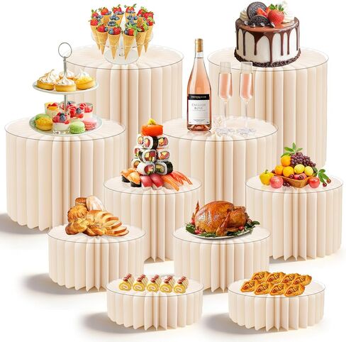 4 Pack Buffet Risers Foldable High Load-Bearing Food Display Risers for Buffet Table, Cylinder Cake & Dessert Stands for Weddings Party Catering Home Cupcake Stand Display with Clear Acrylic Tops in Saudi Arabia