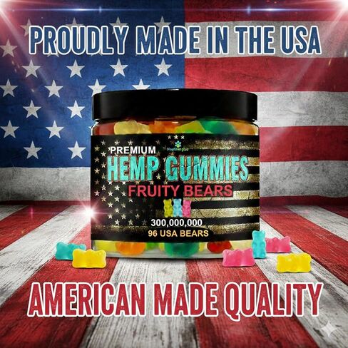 Hemp Gummies for Sleep and Relaxation-Fruity Gummy Bears Candy Edibles, Hemp Oil Infused-Made in USA-96 Bears in Kuwait