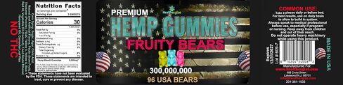 Hemp Gummies for Sleep and Relaxation-Fruity Gummy Bears Candy Edibles, Hemp Oil Infused-Made in USA-96 Bears in Kuwait