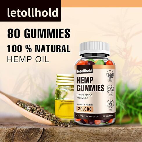 Hemp Gummies for Sleep, Pain, Anxiety (1 Pack) - High Potency Advanced Extra Strength with Pure Natural Hemp Oil, Best Hеmp Gummies for Adults - Low Sugar in Kuwait