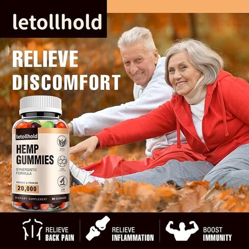 Hemp Gummies for Sleep, Pain, Anxiety (1 Pack) - High Potency Advanced Extra Strength with Pure Natural Hemp Oil, Best Hеmp Gummies for Adults - Low Sugar in Kuwait