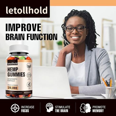 Hemp Gummies for Sleep, Pain, Anxiety (1 Pack) - High Potency Advanced Extra Strength with Pure Natural Hemp Oil, Best Hеmp Gummies for Adults - Low Sugar in Kuwait