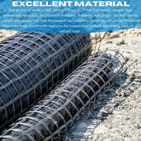 VBS - Black Retaining Walls - Geogrid, Geocell, Geogrid Retaining Walls, StrataGrid Geogrid, Sub-Grade Stabilization, Soil Reinforcement, Slope Stabilization (1, 4' x 50') in Kuwait