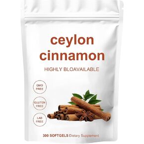 كبسولة قرفة سيلان - مكمل عشبي عالي التوافر بيولوجيًا مصنوع من قرفة سيلان الحقيقية - غير معدلة وراثيًا، خالي من الغلوتين - دعم يومي لطيف - 300 كبسولة in Kuwait