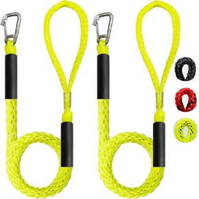 قطعتان من خطوط القوارب المطاطية الفاخرة بطول 4 أقدام، حلقة ممتدة 27 سم مع ملحقات قارب بمشبك من الفولاذ المقاوم للصدأ 316 للرسو لدراجات Jet Ski، SeaDoo، Yamaha WaveRunner Dinghy Pontoon Accessories (أصفر نيون) in Kuwait