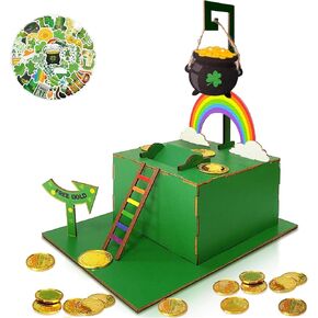 Bailiyake St. Patrick's Wood DIY Leprechaun Trap Kit St St Patricks Day Party Decorations DIY للقبض على مجموعة من الخشب Trap Leprechaun For For Classroom Home Rainbow Irish Shamrock Party Supplies in Kuwait