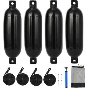 Boat Fenders, Boat Bumpers for 10-35ft Boats, 4 Pack Inflatable Boat Bumpers with 4 Ropes, Air Pump, Storage Bag, Dock Bumpers for Pontoon, Bass, Jon, Fishing Boats in Kuwait