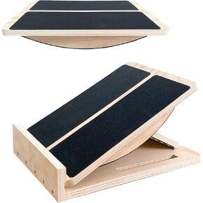 لوح خشبي مائل قابل للتعديل للقدم لتمديد الساق، سعة 440 رطل، ألواح قطيفة متوازنة للكاحل وتمتد للركبة والساقين، معدات اللياقة البدنية للتمرين على شكل إسفين والقرفصاء (لوحة التوازن) in Kuwait