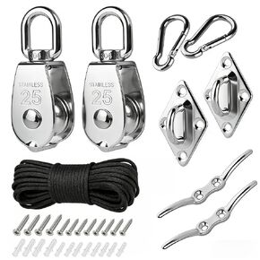 M15 Heavy Duty Rope Pulley System Kit, 304 Stainless Steel Pulleys with 32.8ft 5/32" Nylon Rope, Ideal for Clothesline Pulley, Flag Pole Lifting, Garage Hoist, Block and Tackle & DIY Projects in Kuwait