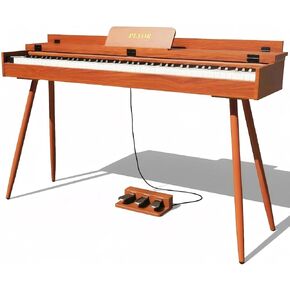 لوحة مفاتيح بيانو رقمية مكونة من 88 مفتاحًا مع حامل و3 دواسات، بيانو كهربائي كامل للوحة المفاتيح للمبتدئين، بيانو رقمي منزلي بخاصية المطرقة مع وضع المكتب، مقبس سماعة الرأس، USB-MIDI، بني in Kuwait