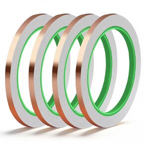 4 Pack Copper Tape, 1/4inch X 196.8FT Double-Sided Conductive Copper Foil Tape, Copper Tape Conductive Adhesive for EMI Shielding, Electrical Repairs, Guitars, Grounding, Craft Decorations in Kuwait