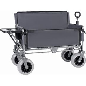 Upgraded 3-in-1 Folding Wagon Cart, 500LBS Heavy Duty Collapsible Wagon with Seat & Folding Table, All-Terrain Beach Wagon with 360° Swivel Wheels, Utility Rolling Cart for Camping (Orange) in Kuwait