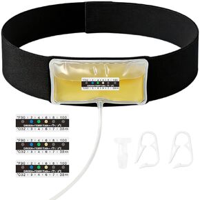 مجموعة كاملة لاختبار البول - حقيبة عينة مخفية بوزن 4 إلى 6 أونصة على الحزام، تتضمن ملصقات مقياس حرارة الاختبار، وحقيبة عينة قابلة لإعادة الملء على حزام حماية العينة المخفي عالي التمدد (أسود M) in Kuwait