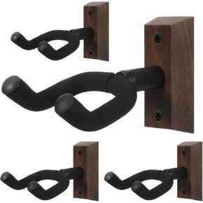 حامل جيتار على الحائط مكون من 4 قطع، حامل جيتار مع خطاف جيتار ناعم قابل للتدوير لجميع أحجام الجيتارات، حامل جيتار من الخشب الصلب على شكل حرف U للجيتار الصوتي والكهربائي والباس والجوز الأسود in Kuwait