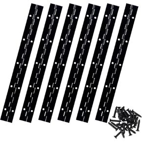 6 عبوات من مفصلات البيانو السوداء المستمرة مقاس 1.2 عرض مفتوح × 0.04 سمك × 10 بوصة مفصلات بيانو شديدة التحمل بفتحة مسبقة ومفصلات أثاث سوداء من الفولاذ المقاوم للصدأ للقوارب وخزائن صندوق تخزين وحالات الأبواب مع 60 براغي in Kuwait