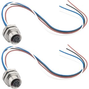 M12 4 Pin A-Coded Male Aviation Connector Cable 0.7FT, 16mm Waterproof Industrial Bulkhead Panel Mount Cable for Control Cabinets & Sensors 2PCS in Kuwait