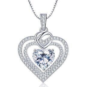قلادة قلادة من قلادة القلب اللانهائية للنساء ، 2-5 قيراط قلادة قلب مويسانيت ، ذكرى عيد ميلاد عيد الميلاد ارتباطات عيد الحب مجوهرات الأم لزوجتها صديقتها أمي ابنة in Kuwait