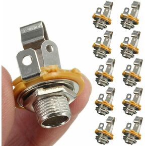 10 x Jack Sockets, Mono 1/4" 6.35MM ID Socket Jack Connector Panel Mount Guitar Plate Accessory in Kuwait